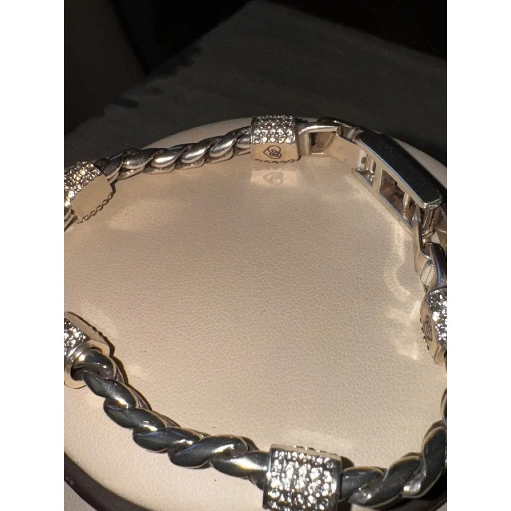 Brighton Silver Plated‎ Braided Bracelet with Crystal Accents - Picture 6 of 9